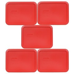 Pyrex 7210-PC Red Rectangle Plastic Storage Replacement Lid Cover (5-Pack)