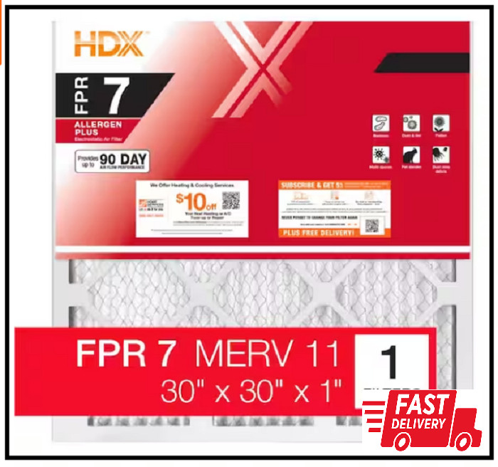 30x30x1 Allergen Plus Pleated Air Filter FPR 7, 1-Pack, Electrostatic Air Filter gallery