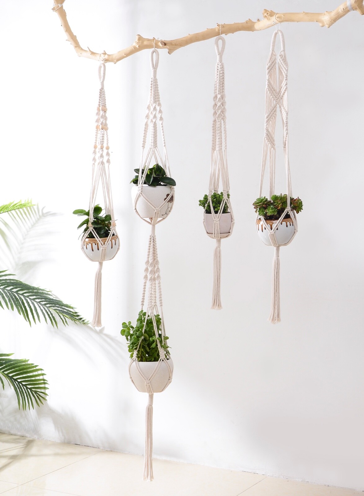 5 Piece Set Macrame Plant Hangers Macrame Plant Hanger With Hooks gallery