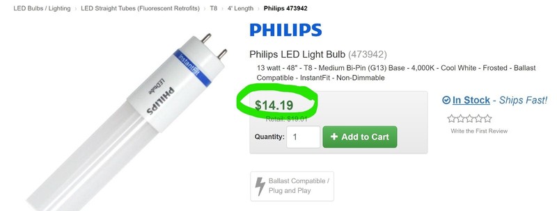 2 Pack 48” LED Plug & Play Fluorescent Replacement Bulbs 4000K 2100LM Dimmable gallery