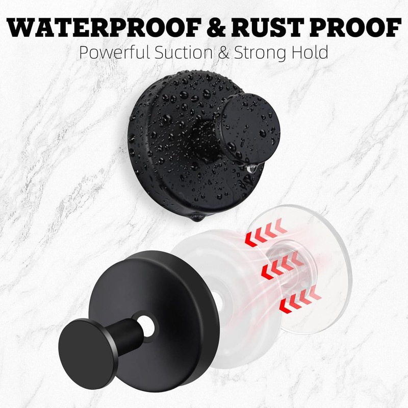 4 Pack Suction Cup Hooks for Shower - Stainless Steel Towel Hooks for Bathroom, gallery