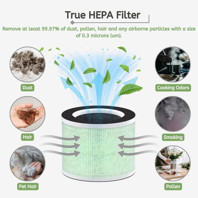 True HEPA with Carbon Replacement Filter For Renpho Air Purifier RP-AP088 2 pack gallery
