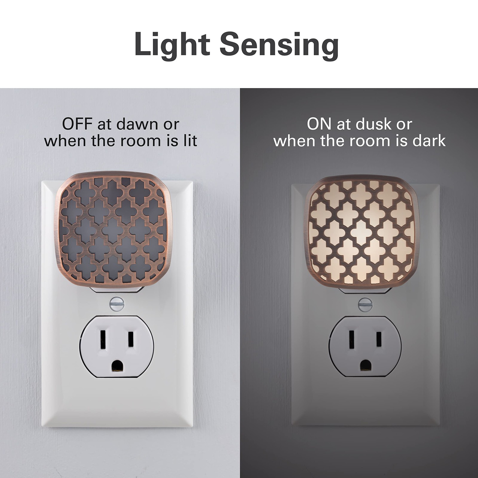 Decorative LED Night Light, Oil-Rubbed Bronze Moroccan Design, Plug-in, Dusk ... gallery