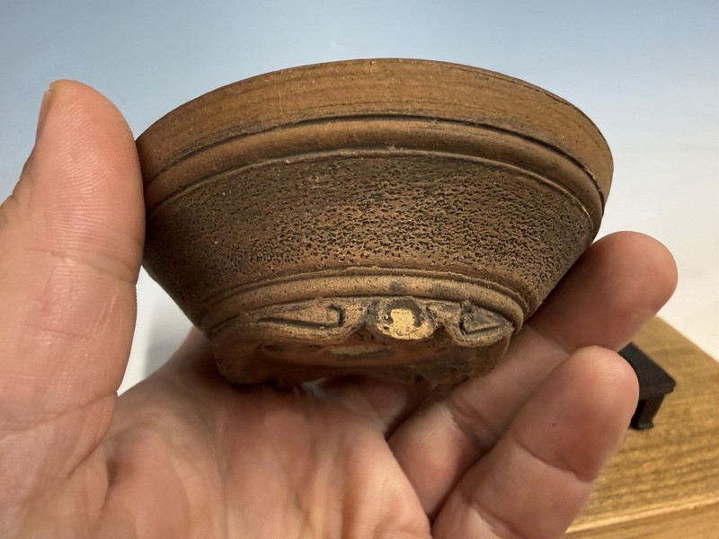 Japanese Unknown Maker Shohin Bonsai Tree Pot 3 3/4 By 1 1/4” Handmade Unglazed gallery