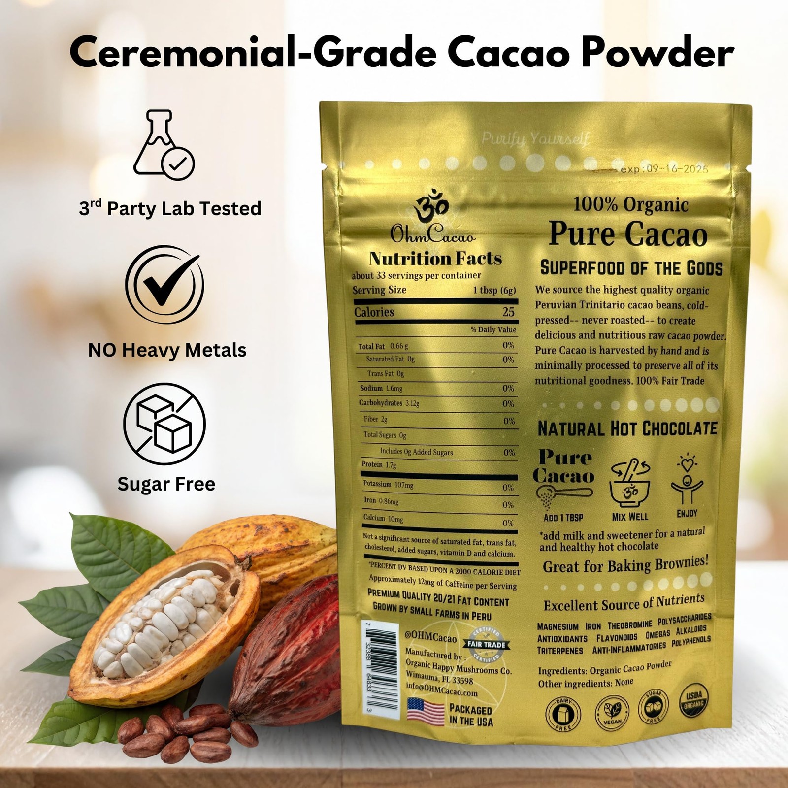 Pure Raw Organic Cacao Powder | Premium Ceremonial Grade 7 Ounce (Pack of 1) gallery