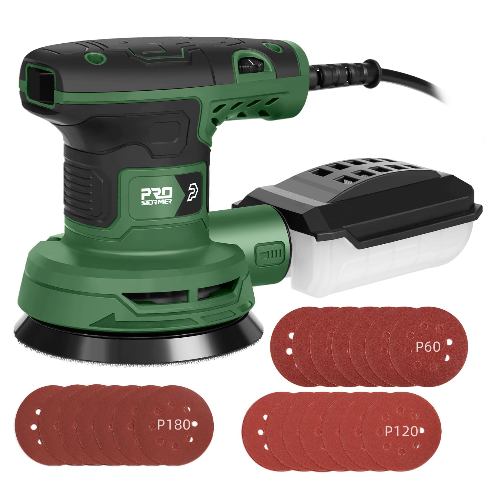 5-Inch Random Orbital Sander with 21PCS Sandpapers, 8000-13000RPM, 2.6AMP Pal... gallery