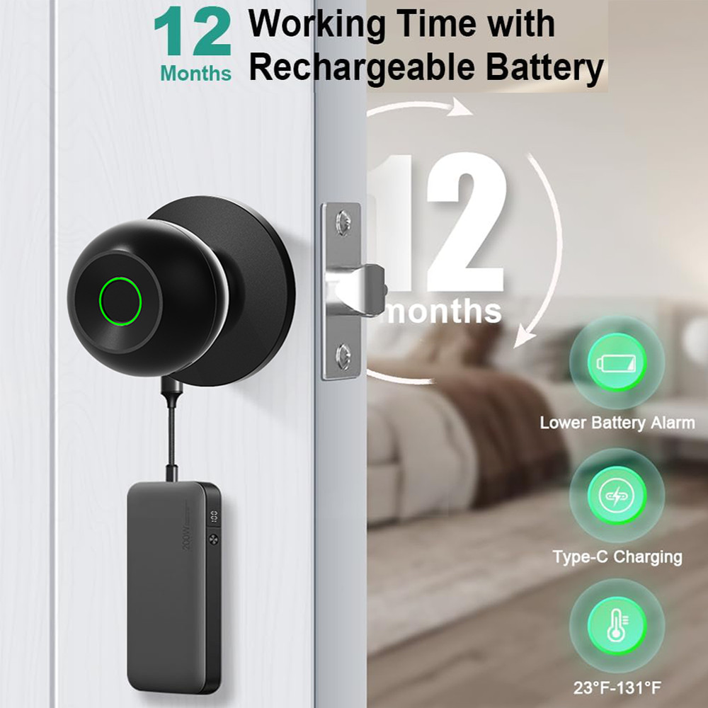 Fingerprint Door App Control Keyless Entry Door Lock For Home Bedroom Apartment gallery