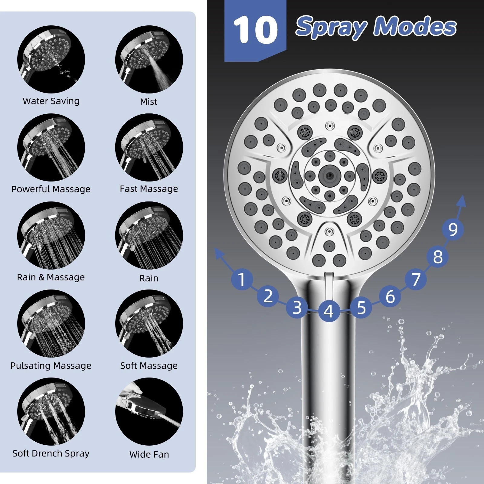 Hibbent 13 inch High Pressure Rainfall Shower Head Combo with 10 Mode Handheld gallery