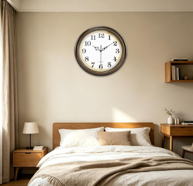 Yoiolclc Wall Clock Battery Operated Silent Non-Ticking Vintage Wall Clocks for gallery