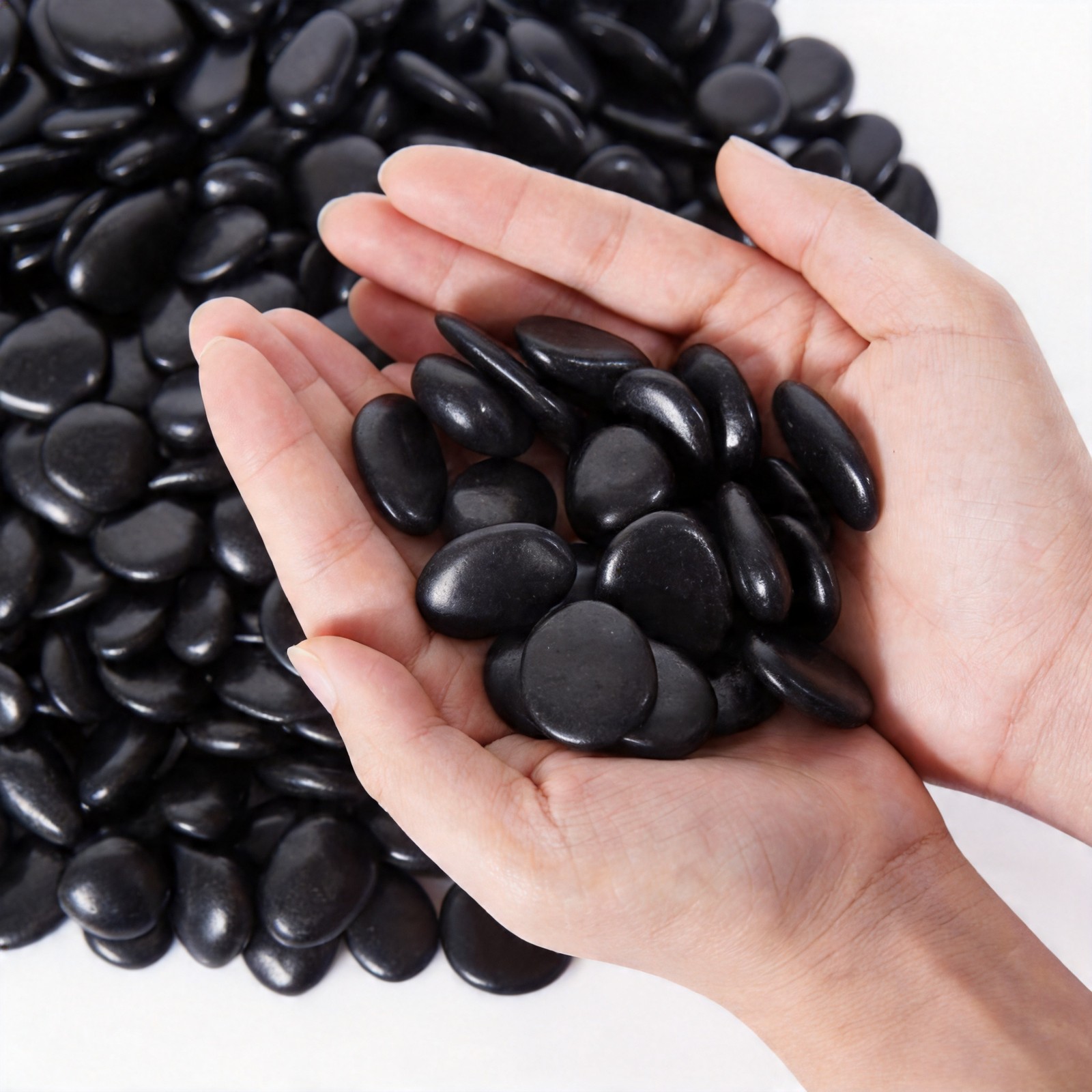 NEW 30-lb Black River Rocks 1-2" Polished Pebbles for Landscaping Garden US gallery