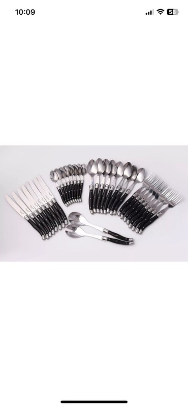 Laguiole By Flying colors Flatware Set - 34 Pieces Polished Black Finish (new) gallery