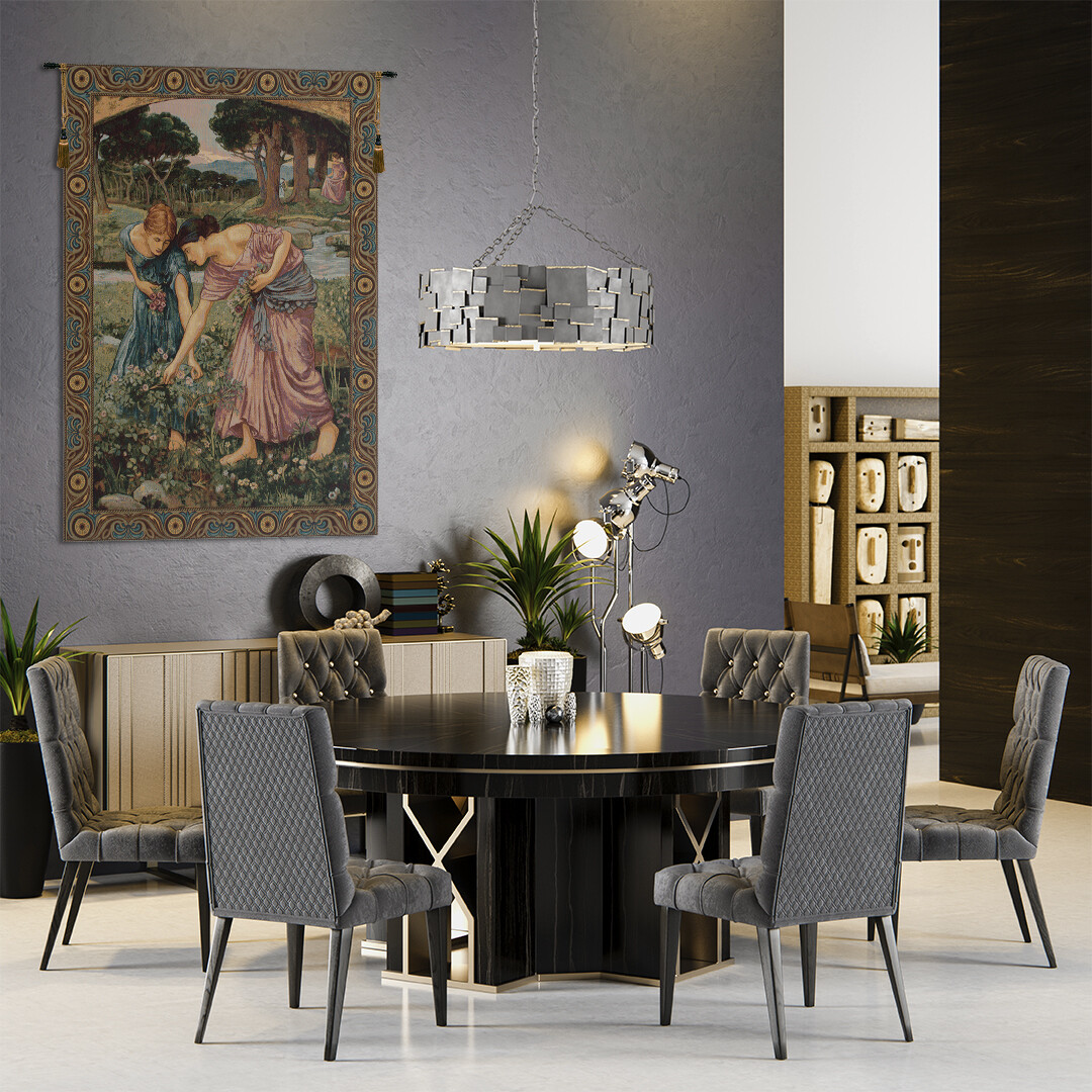 Gathering Rose Buds Italian Tapestry Wall Art Hanging Home Decor New 54x36 inch gallery