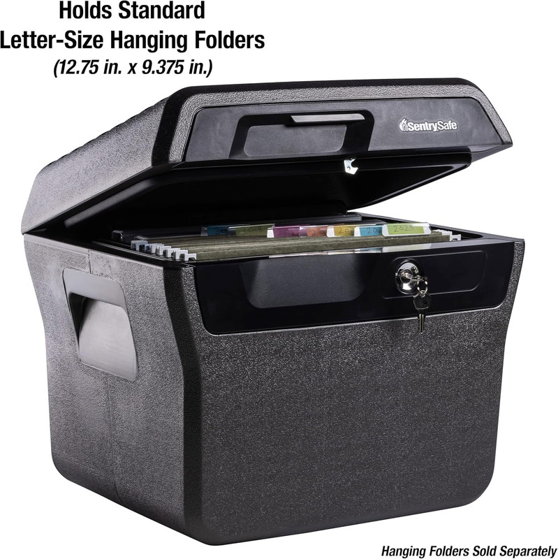 Fireproof and Waterproof Lock Box with Key Lock, File Safe with Carrying Handles gallery