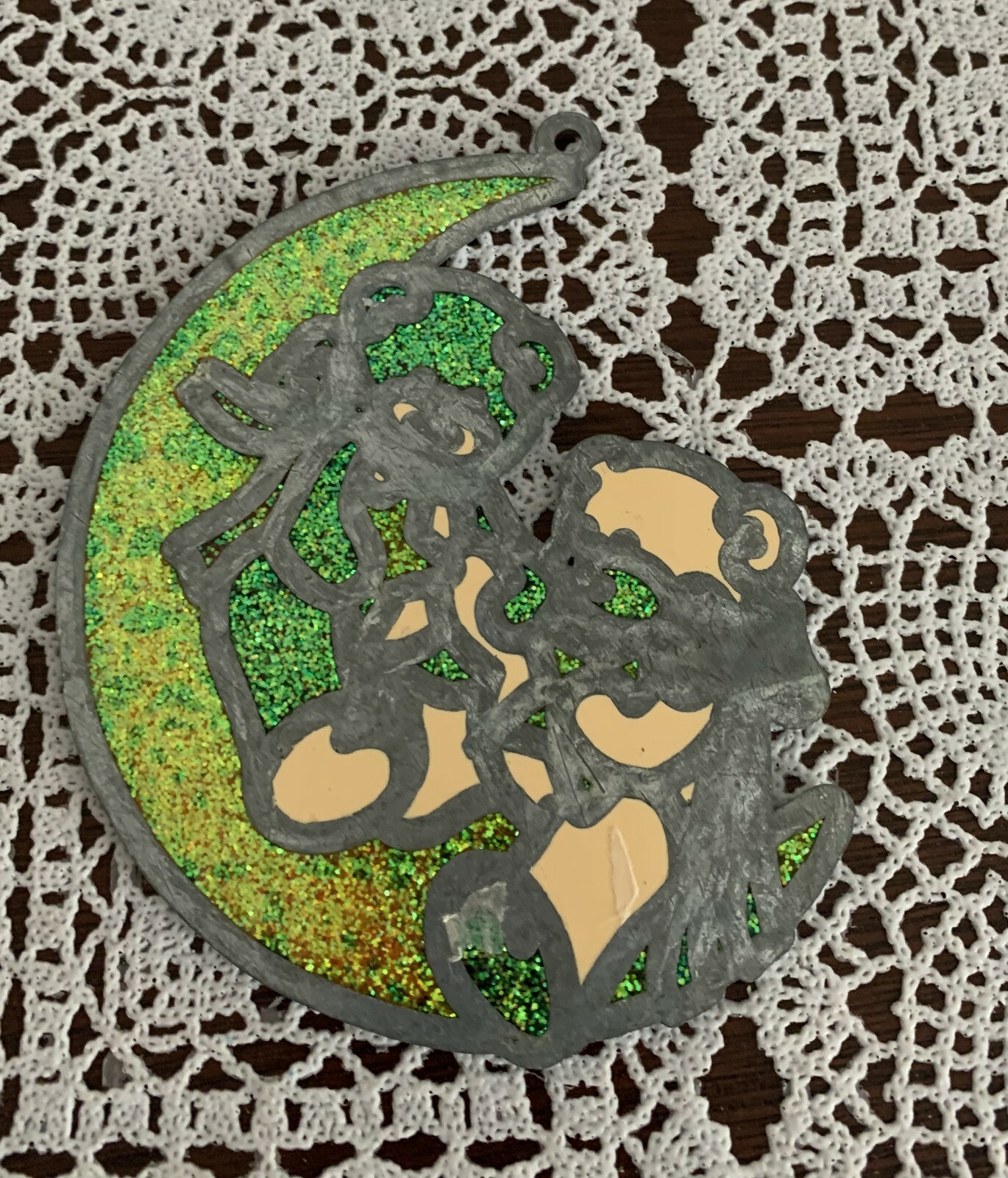 Metal Acrylic Suncatcher 2 Cute Bears Gold Crescent Moon 4 Inch Sparkle Glittery gallery