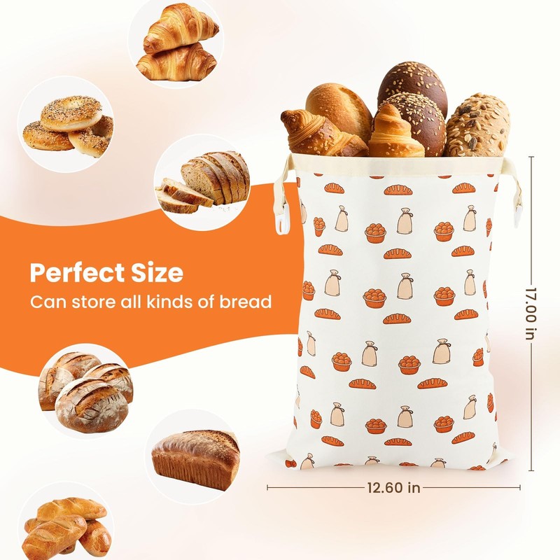 2pack* Reusable Cotton Bread Storage Bags with 32 x 1 x 43 inches, OEN COLOR gallery