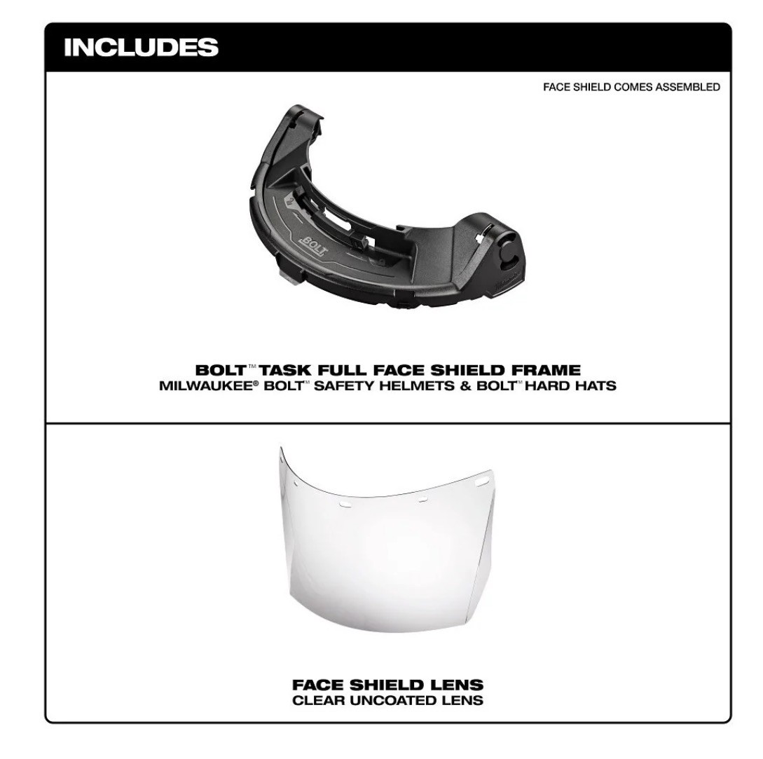 Brand New Milwaukee Bolt Task Full Face Shield - Clear Uncoated Lens 48-73-1460 gallery