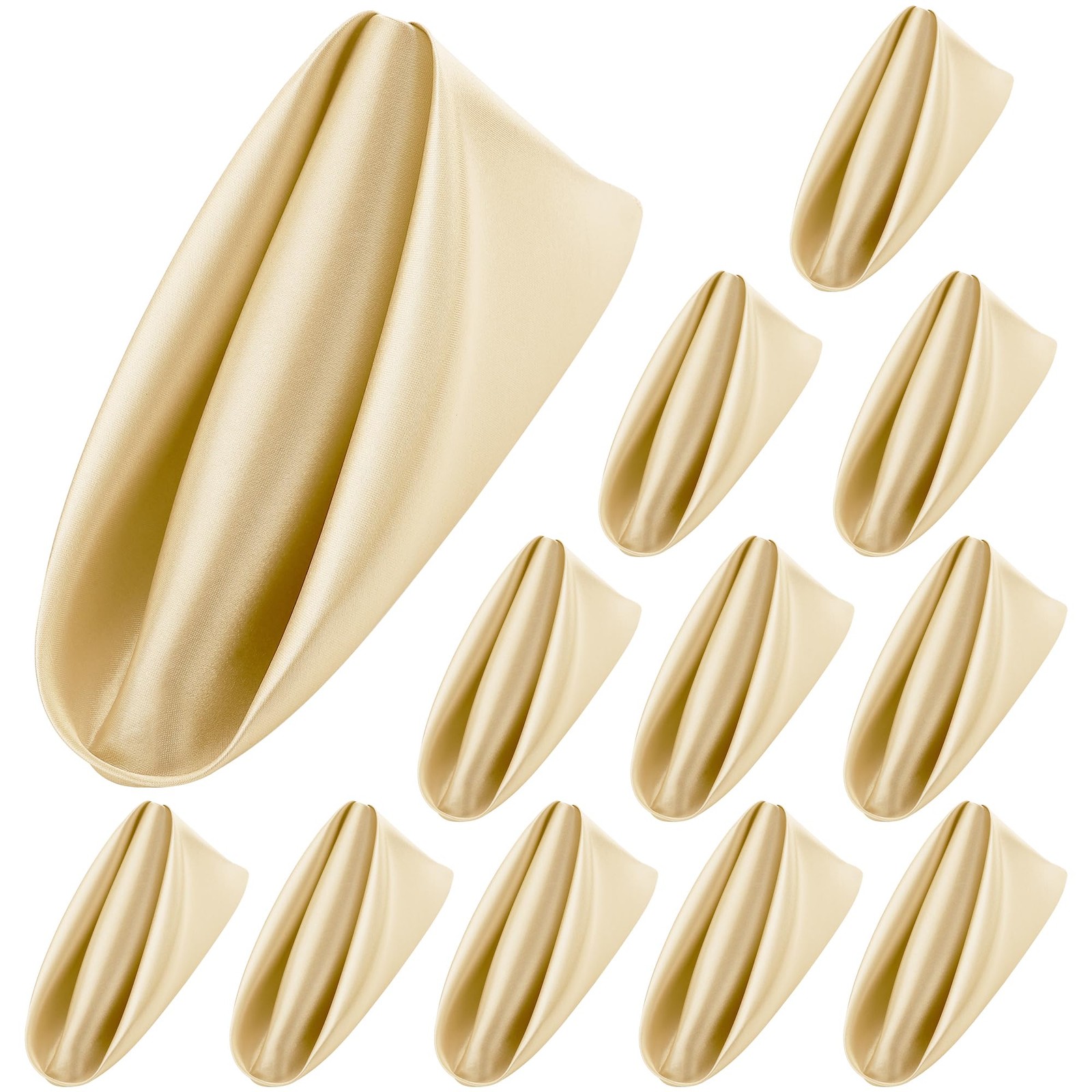Satin Table Napkins 12 Pcs, 17x17 Inch, Wedding Reception Decor, Gold gallery