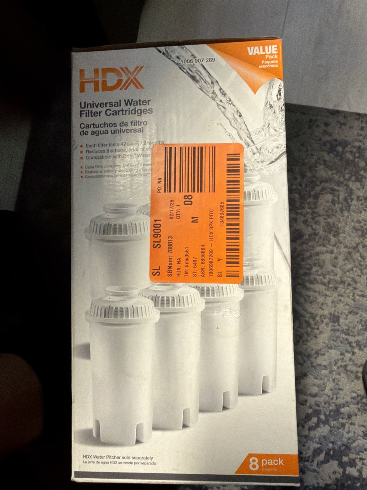HDX Water Pitcher Replacement Water Filter Cartridges BPA Free 8-Pack gallery
