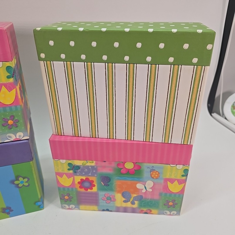 6 Decorative Storage Boxes Floral Cardboard Gift Box Attached Lid 8 x 4 x 6" gallery