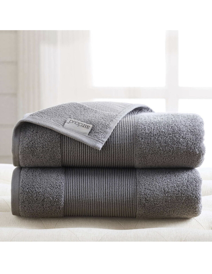 Modern Threads - Air Cloud 2-Pack 100% Zero-Twist Cotton Bath Sheet Set Charcoal gallery