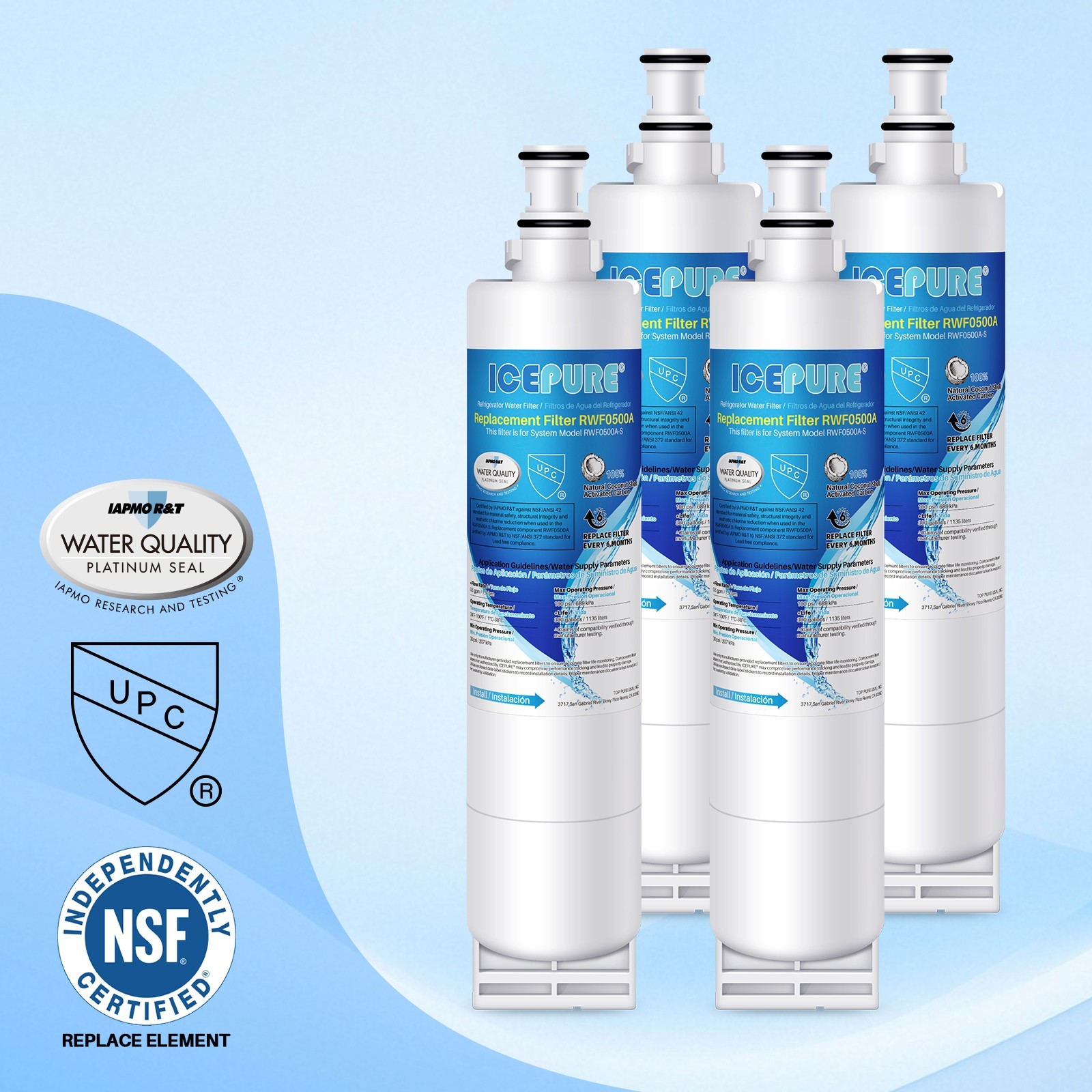 ICEPURE 4396508 Refrigerator Water Filter Compatible with 4396508, RWF0500A, 4P gallery