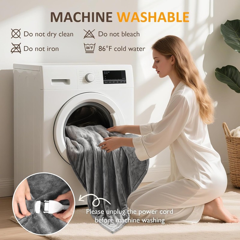 Heated Blanket Queen Size, Electric Throw Dual Control, 5 Years Warranty, 10 gallery