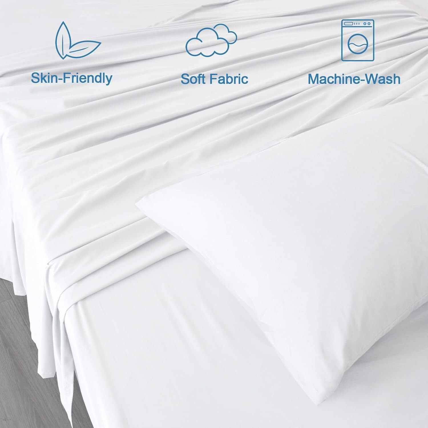 Super Soft RV Short Queen Sheet Set for RV Camper 4 Piece Bed Sheet Set White gallery