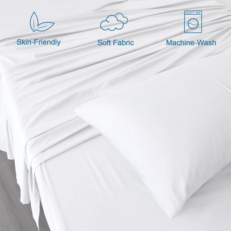 Super Soft RV Short Queen Sheet Set for RV Camper 4 Piece Bed Sheet Set White gallery
