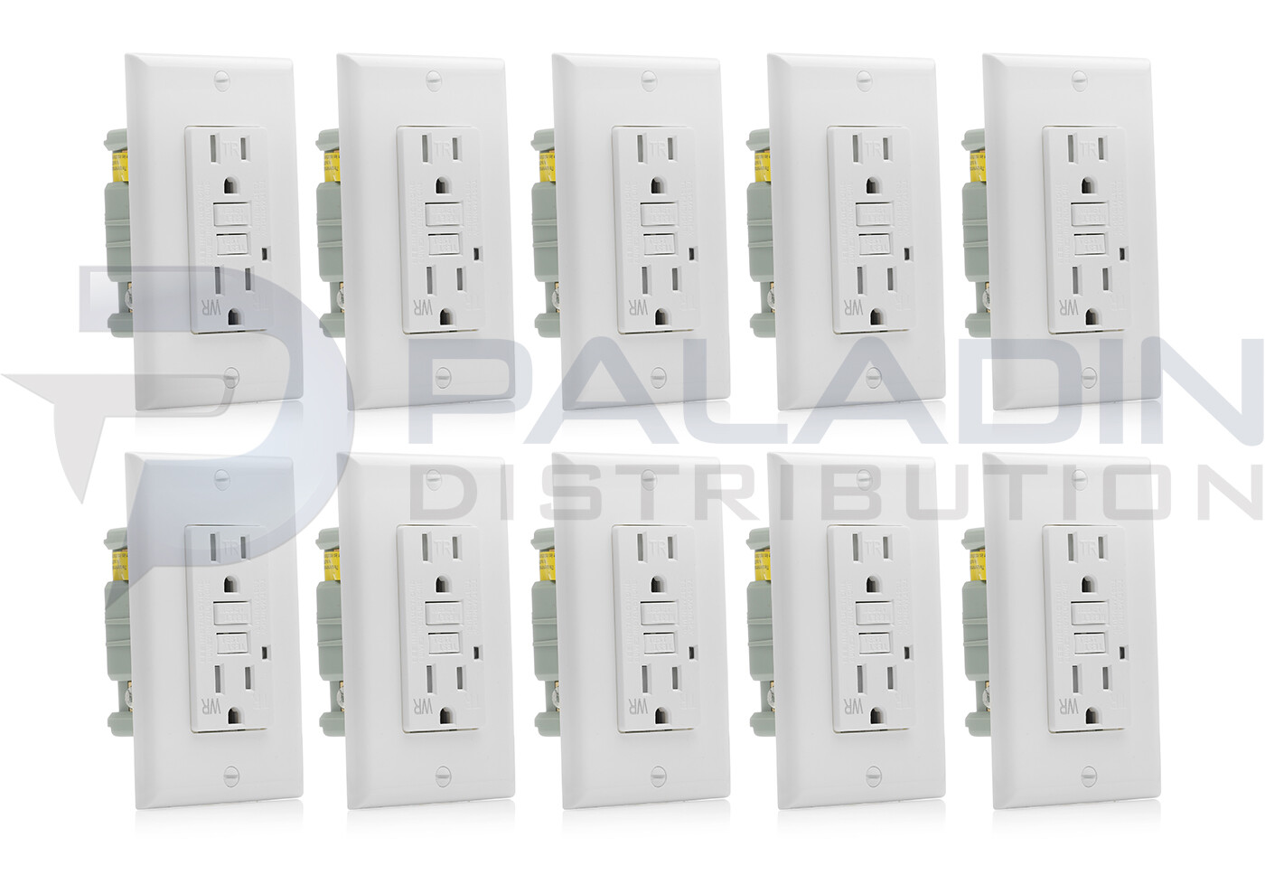 (10 Pack) 15A GFCI Outlet UL Listed - Weather / Tamper Resistant WR TR - White gallery