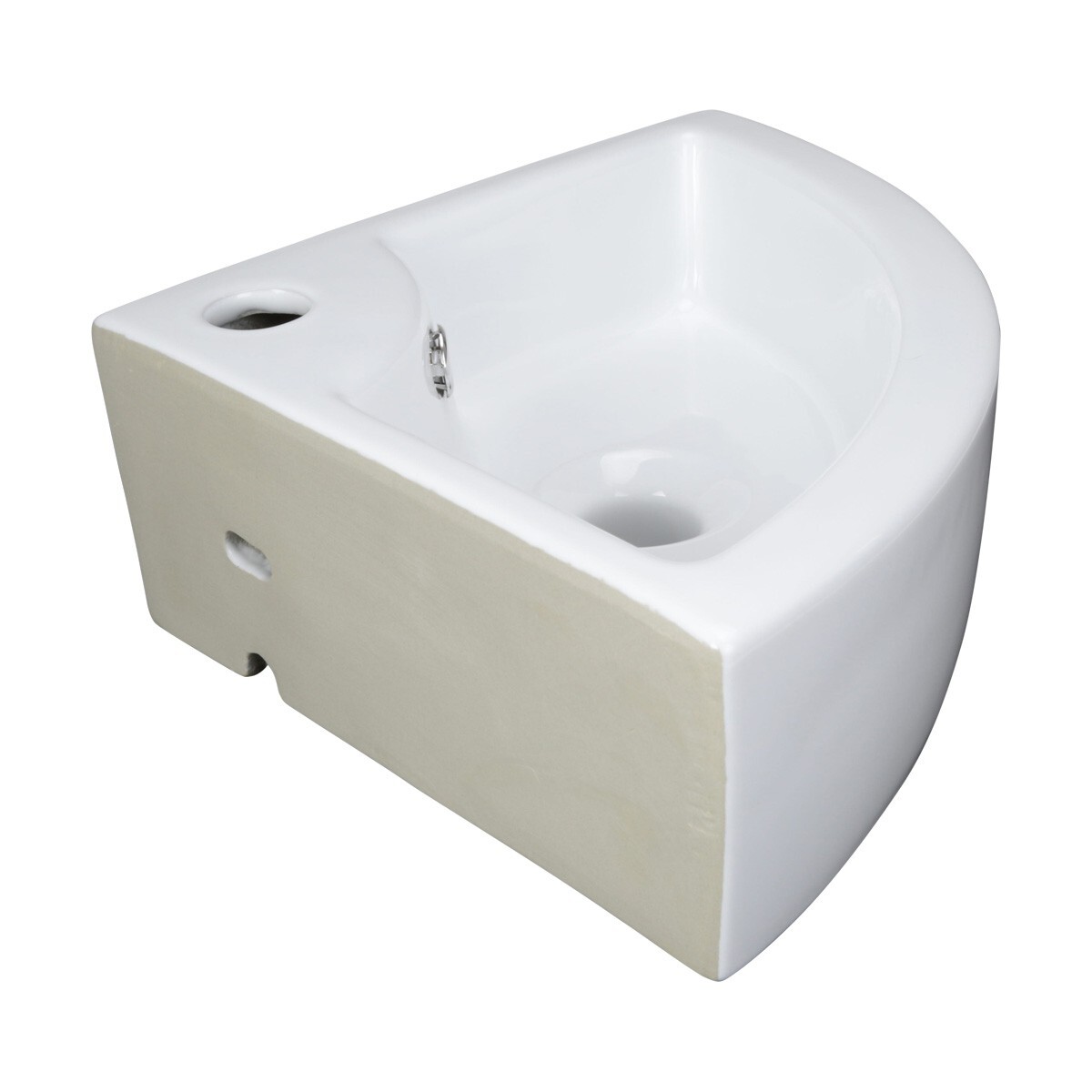 Corner Countertop Vessel Sink with Faucet Hole and Overflow Renovator's Supply gallery