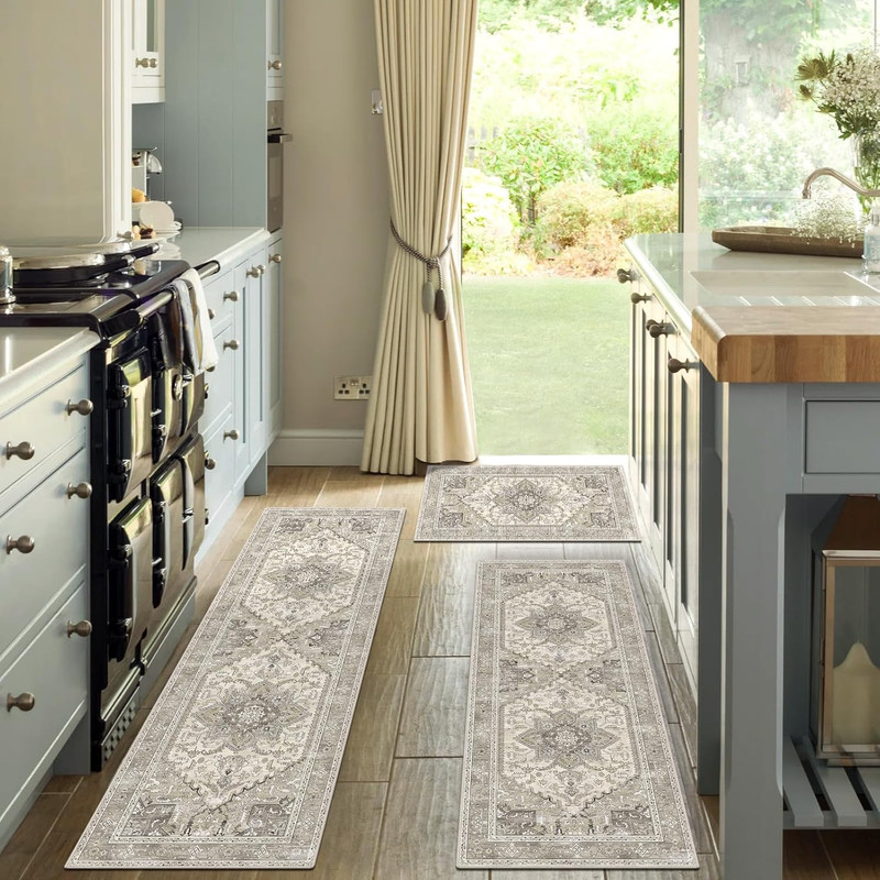 Yamaziot Boho Washable Kitchen Rugs Sets of 3, Non Slip Kitchen Mats for Floor w gallery