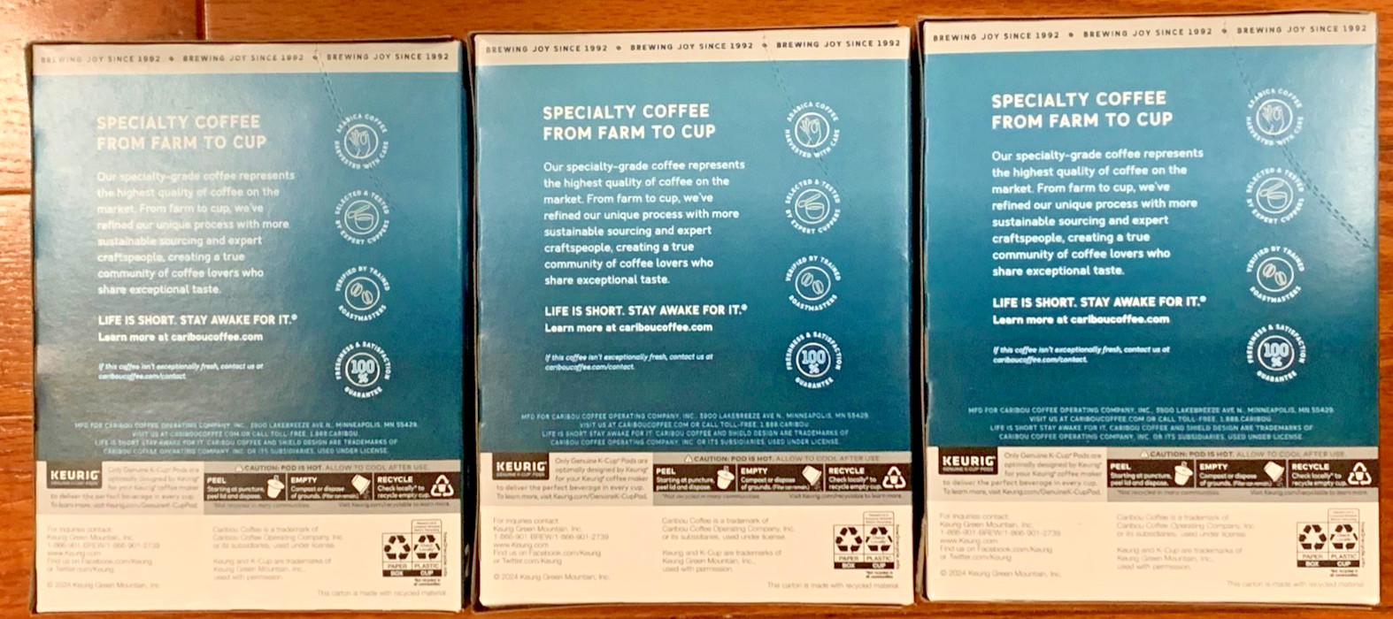 3 Boxes Caribou Blend Coffee, K-Cups, Dark Roast, 24 Count Each, EXP 05/2026 gallery
