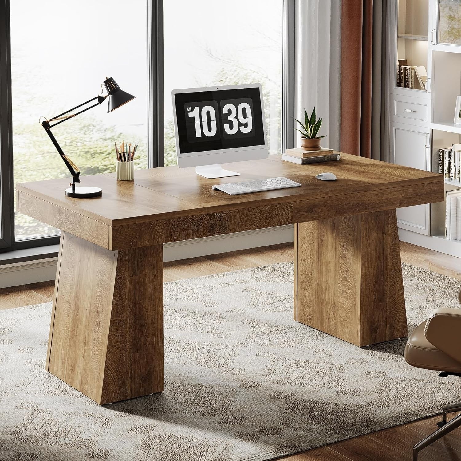 Tribesigns 55" Executive Desk, Modern Wood Computer Desk Workstation Desk gallery