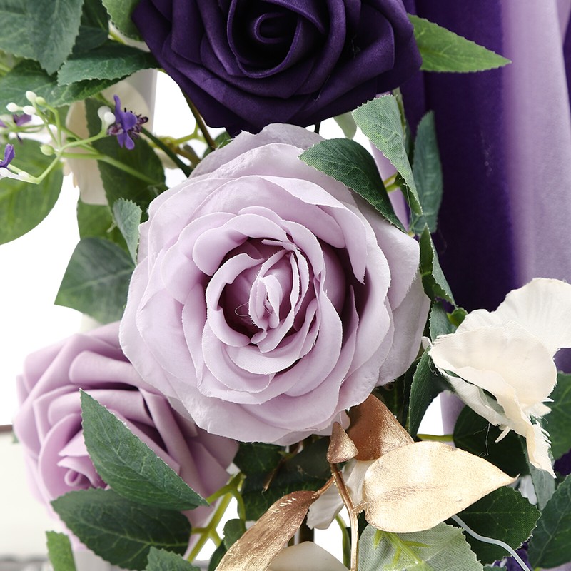 Wedding Chair Back Flowers Artificial Prevent Fading Purple Chair Decorations gallery