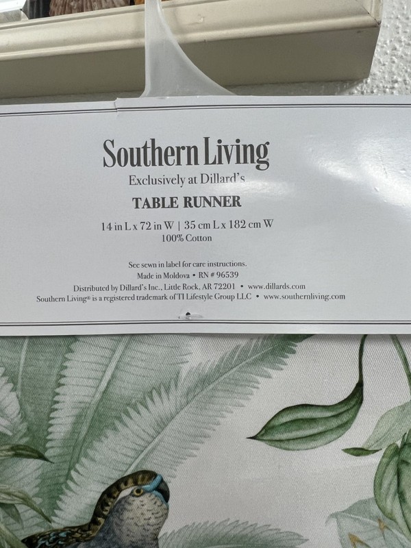 Southern Living Table Runner 72" NWT TROPICAL COASTAL 100% COTTONGREEN PINK MULT gallery