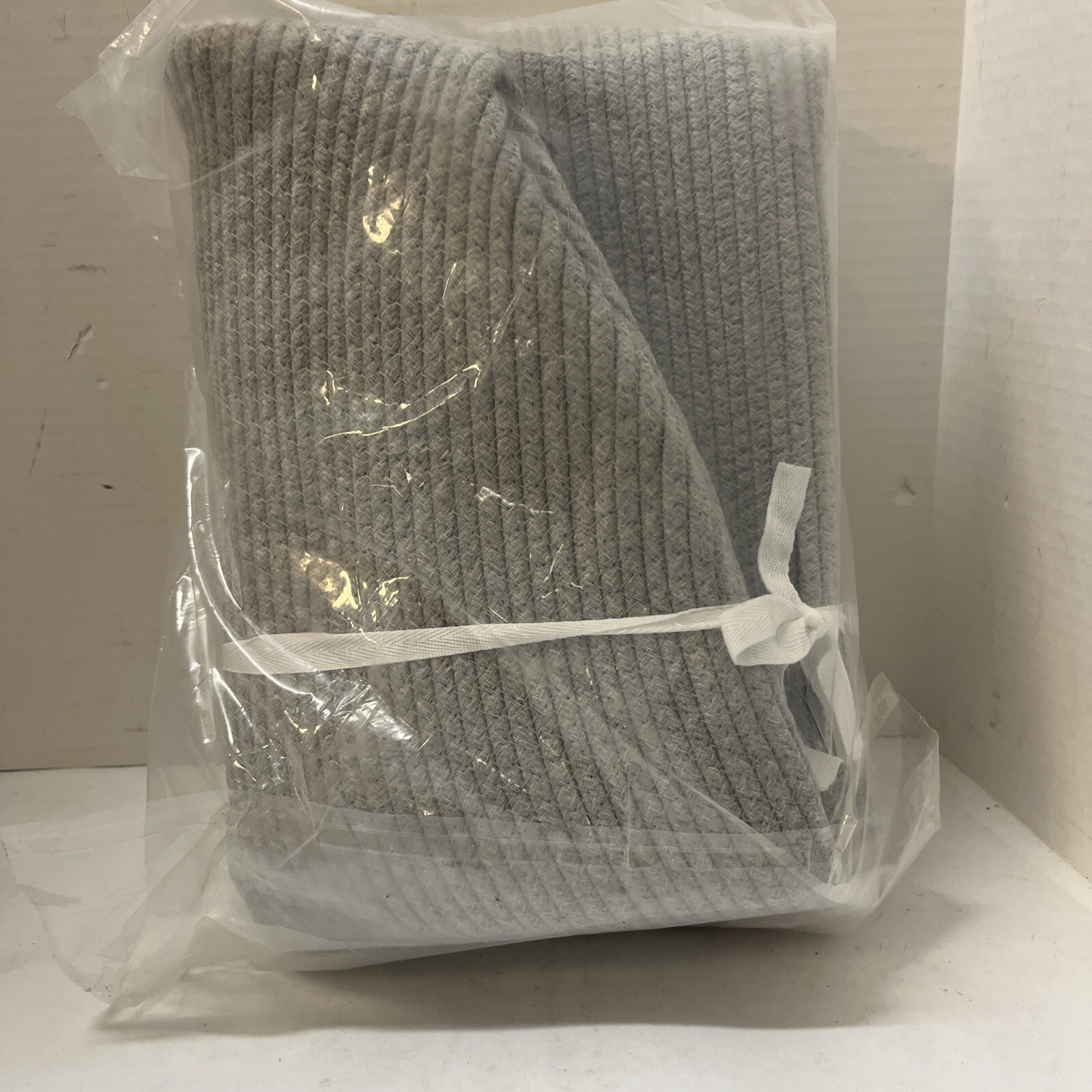 Laundry Basket Curved Cotton Rope Basket With Handles For All Rooms Gray gallery