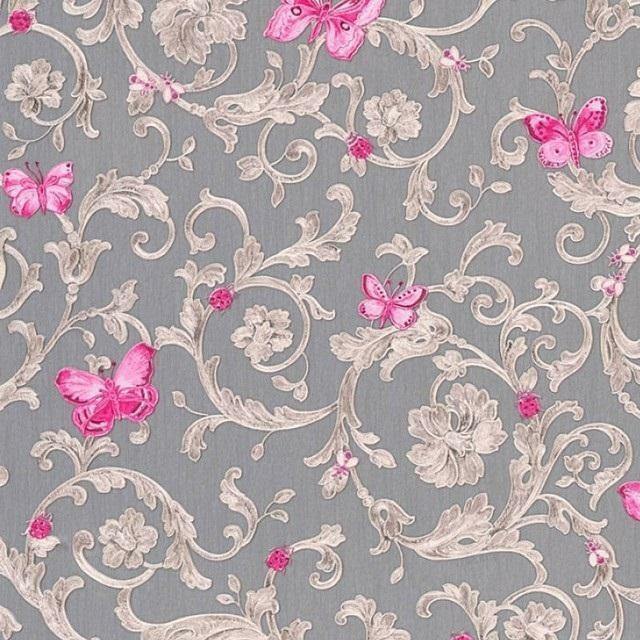 Barocco Fuchsia Silver Gray Pink Butterfly Versace Wallpaper gallery