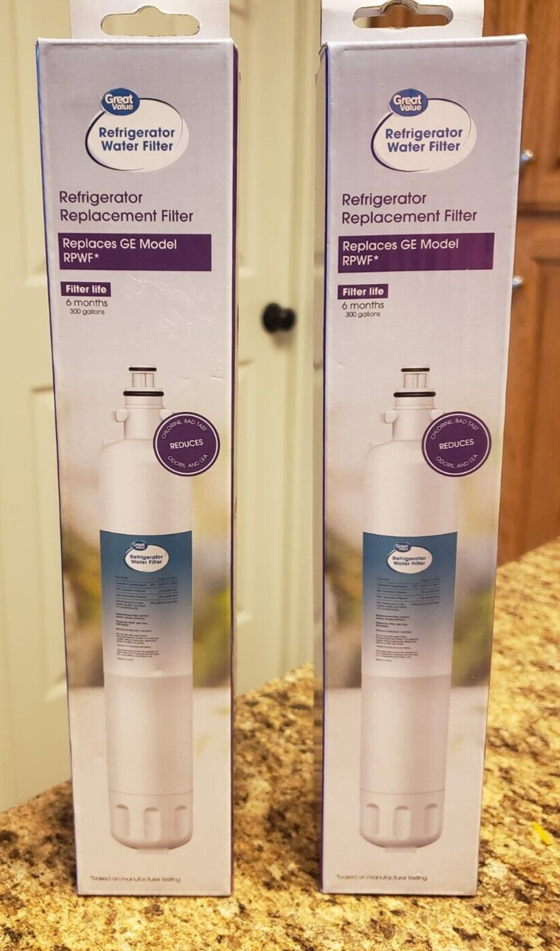Great Value Refrigerator Water Filter LOT (2) for GE Model RPWF 6months 300 gal gallery