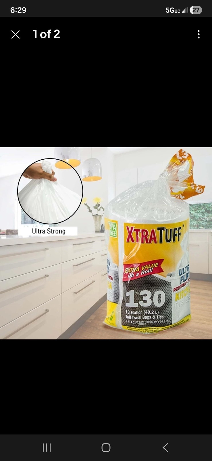13 Gallon White Trash Bags Kitchen Trash Bags 130 COUNTS(3PACK) NEW gallery