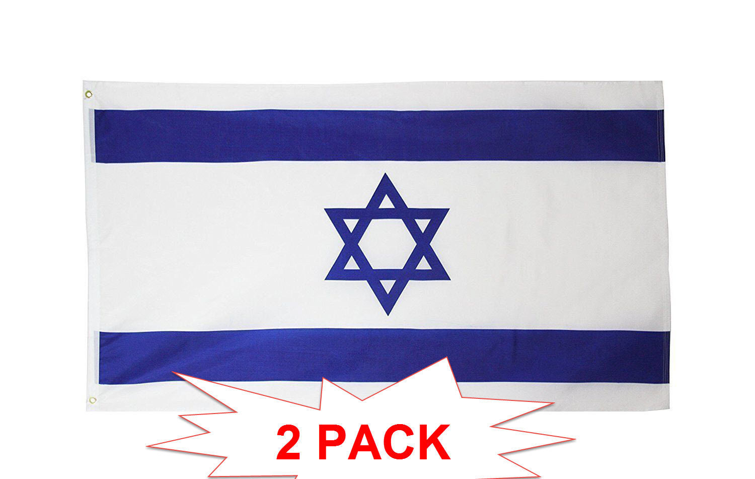 TWO PACK of 3' x 5' ft Polyester Israeli Flag Israel High Quality gallery