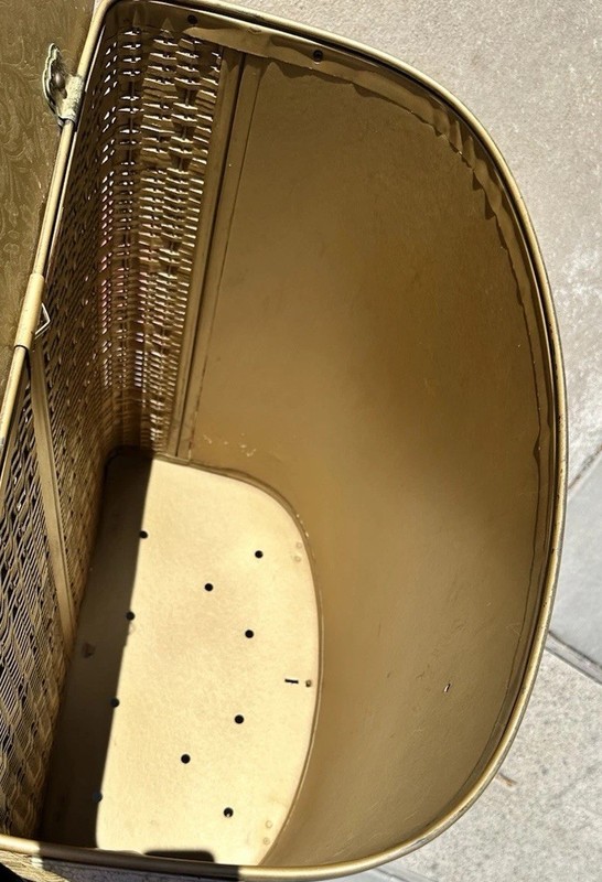 Pearl Wick Hamper Gold Wicker Laundry Basket 60s Vintage Hollywood Regency gallery