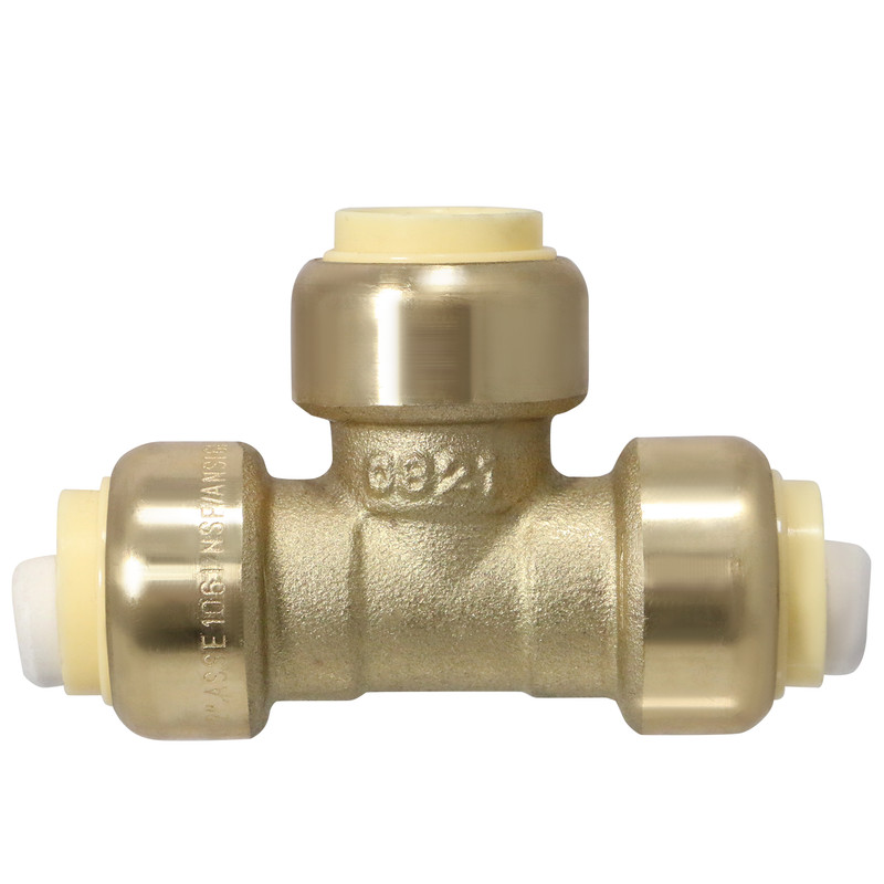 5) 1/2" Push-Fit Tee for Sharkbite Tee w. 1 Free Removing Clip, Lead Free Brass gallery