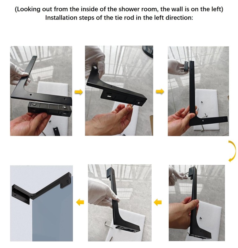 Shower Glass Bar, Both Sides Available, Frameless Bathroom Glass Clamp L Shap... gallery