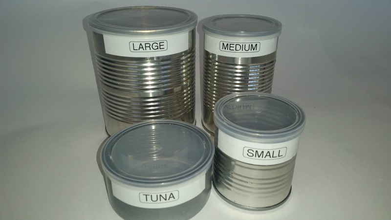 Eight (8) Clear Plastic Lids for Tin Cans. Use for Storage. gallery