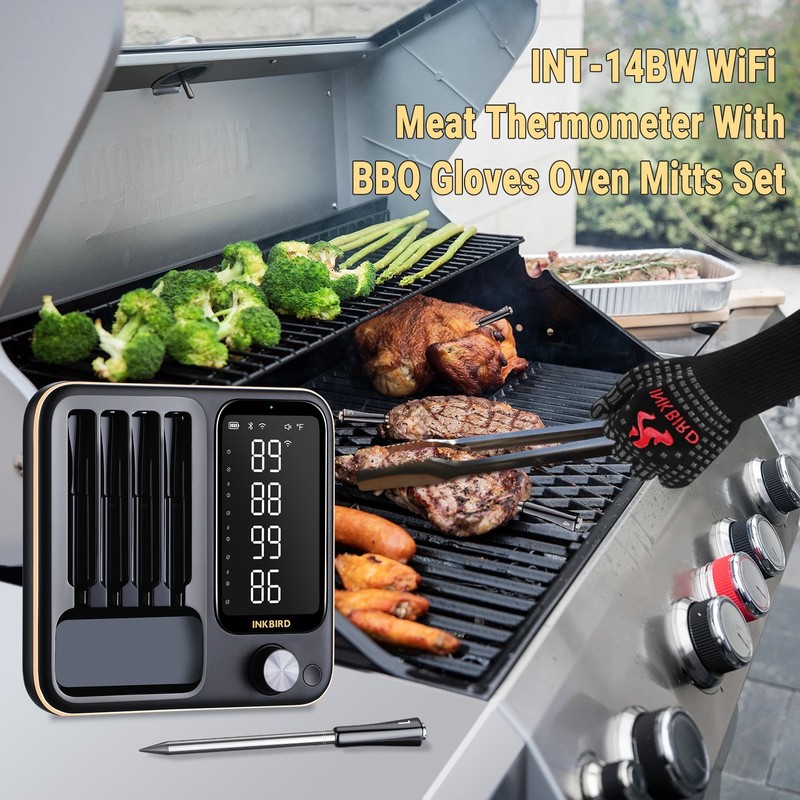 4-Probe Wireless Meat Thermometer Three-Mode WiFi Bluetooth Pre-alarm/Timer BBQ gallery