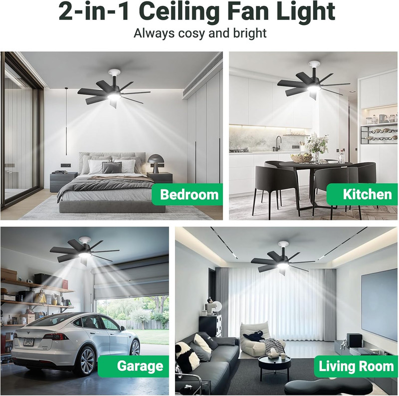 28In Socket Fan Light, 4000LM Ceiling Fans with Lights and Remote, 3000K-6500K 3 gallery