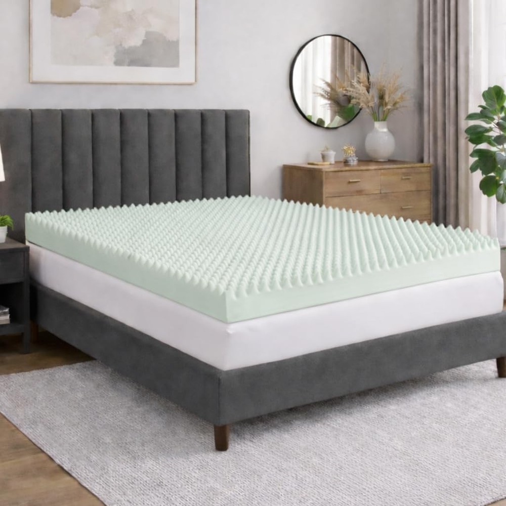 , 3-Inch Convoluted High Density Foam Mattress Topper, CertiPUR-US Certified ...
