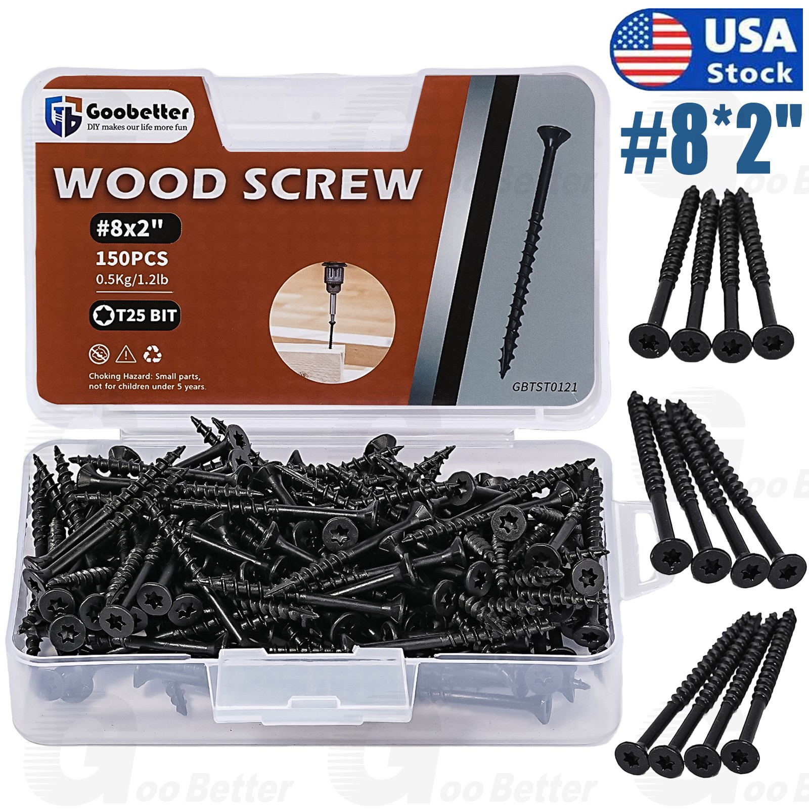 150pcs #8x2" Deck Screws T25 Torx Drive Self Tapping Wood Decking Fencing Screws gallery