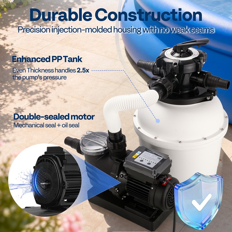 13" Sand Filter Pump 0.75HP 3618GPH Pool Filter System w/ 24H Timer 6 Way Valve gallery