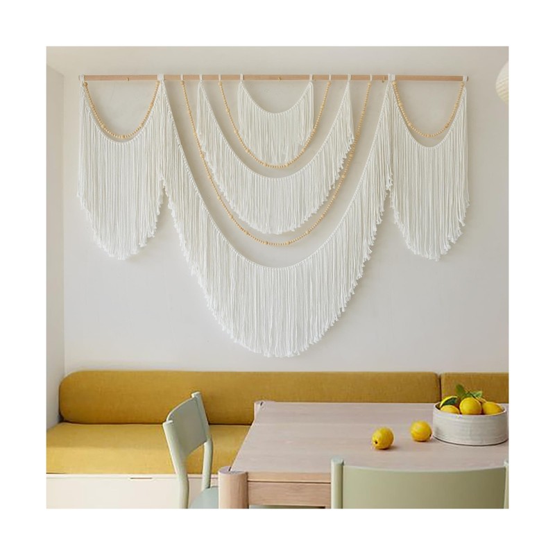 Flber Large Macrame Wall Hanging – Boho Yarn Art Garland with T... USA FAS gallery